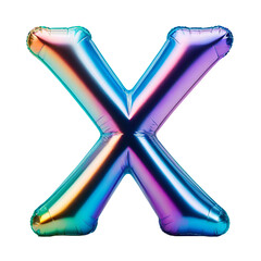 Letter X Iridescent Typeface Balloon, whimsically Inflated Alphabet Illustration