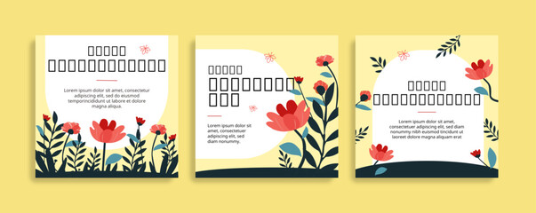 Mother's Day Greeting Social Media Post Layout Set With Floral Accents