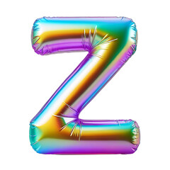 Letter Z Iridescent Typeface Balloon, whimsically Inflated Alphabet Illustration