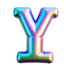 Letter Y Iridescent Typeface Balloon, whimsically Inflated Alphabet Illustration