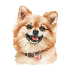 Obraz premium Spitz dog on a white background. cute red dog. Suitable for advertising of pet products and veterinary clinics.