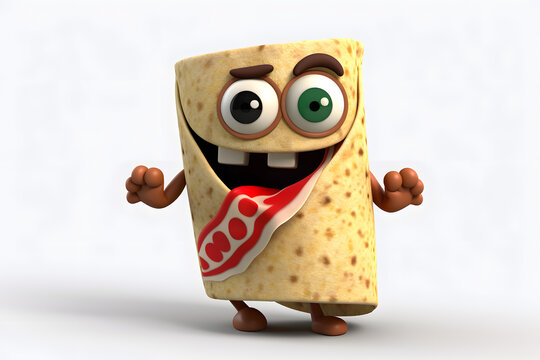 3d Burrito cute cartoon character