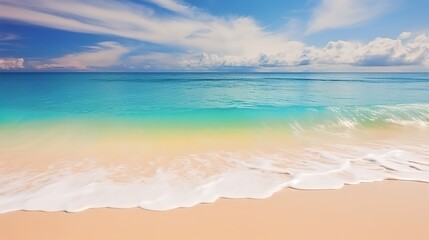 Beautiful Soft blue ocean wave on fine sandy beach