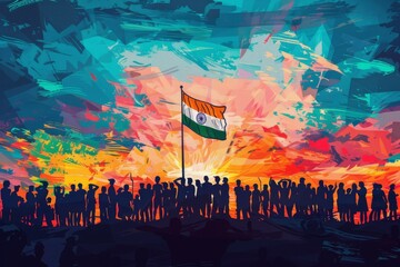 Cultural Festivities: Celebrating India's Independence Day with Children in Traditional Dress, Traditional Dress and Face Paint Celebrating Indian Independence Day with Children
