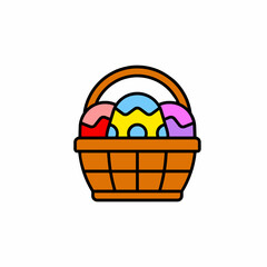 Fototapeta premium basket with easter eggs, vector, cartoon