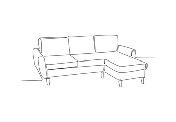 One continuous Line drawing of sofa furniture vector illustration. © archmostafa69