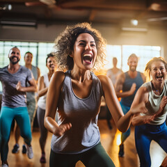 Energizing Group Aerobics Class - Diversity, Fitness Goals and a Healthy Lifestyle!