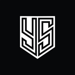 YS Letter Logo monogram shield geometric line inside shield design template