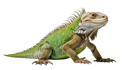 green iguana isolated on transparent background
