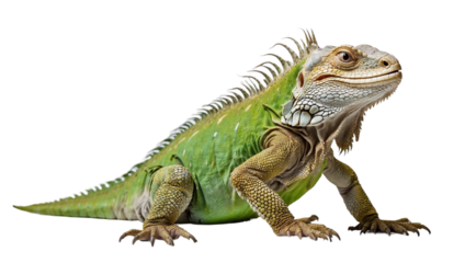green iguana isolated on transparent background