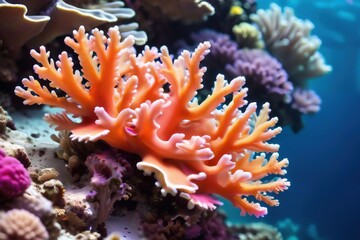 Fototapeta premium Colorful close-up view of a coral reef.