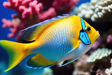 Colorful tropical fish on the background of a coral reef.