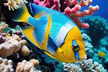Fototapeta na wymiar Colorful tropical fish on the background of a coral reef.