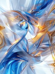 A digital creation featuring a dynamic swirl pattern in shades of blue and yellow, blending and flowing across the screen in a mesmerizing display.