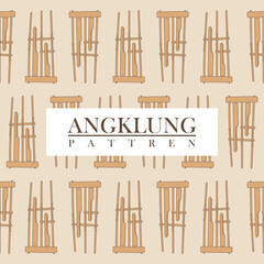 Seamless pattern Angklung traditional Indonesia music illustration