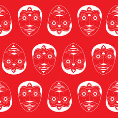  seamless pattern java mask illustration