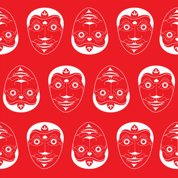 seamless pattern java mask illustration