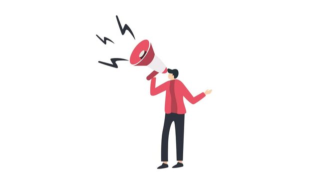people speak with megaphone animation with transperancy background or alpha channel.