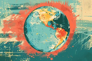 Illustration focusing on north america within a stylized abstract globe Highlighting geographical and cultural significance