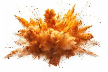 Spectacular explosion effect isolated on a white backdrop Dynamic and powerful visual