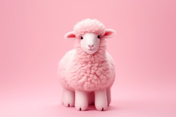 cute pink sheep on a pink background. copy space.