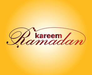 Arabic Calligraphy illustrating Ramadan Kareem Poster. Month of fasting for Muslims.