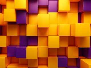 Fototapeta premium 3D Violet and Yellow Cubes Abstract Background. Generative AI