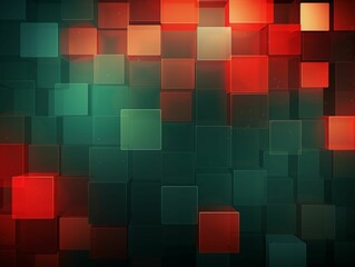 3D Red and Green Cubes Abstract Background. Generative AI
