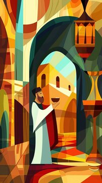 abstract passover story haggadah book. Mozes ordering let my people go out of Egypt. vector and illustration