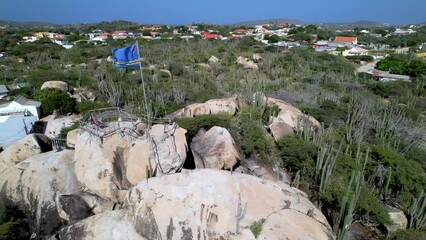 aruba flag in harsh wind