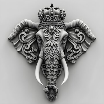 illustration of tribal elephant head in 3d design
