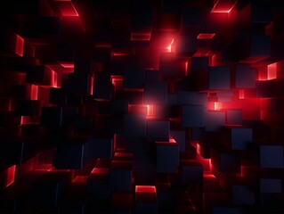 Dark Red Cubes Abstract Background. Generative AI
