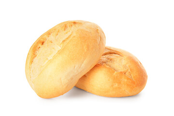 Fresh delicious buns on white background