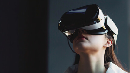 Woman Exploring Virtual Reality Worlds