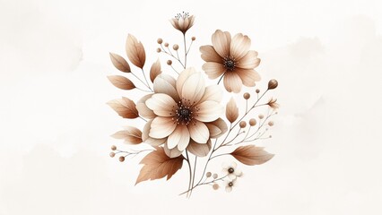 brown flowers on white background