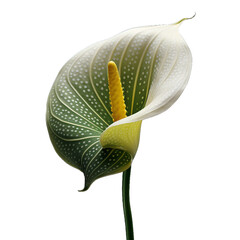 Anthurium, beautiful exotic tropical white flower, closeup isolated. - obrazy, fototapety, plakaty