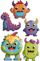 Funny monsters collection. Vector illustration of a set of cartoon monsters.