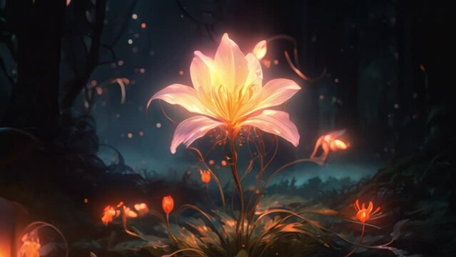 glowing flower illustration video