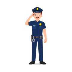 police man standing and show salute pose