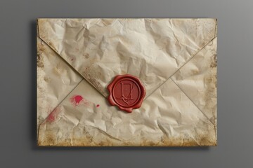 Elegant Red Wax Seal Stamp Isolated on White Background. Generative ai
