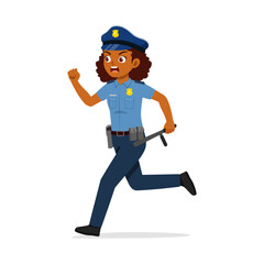 police woman running holding baton