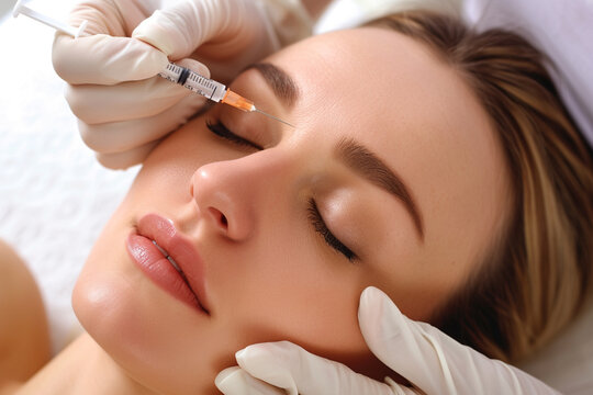 dermal filler for woman patient bokeh style background