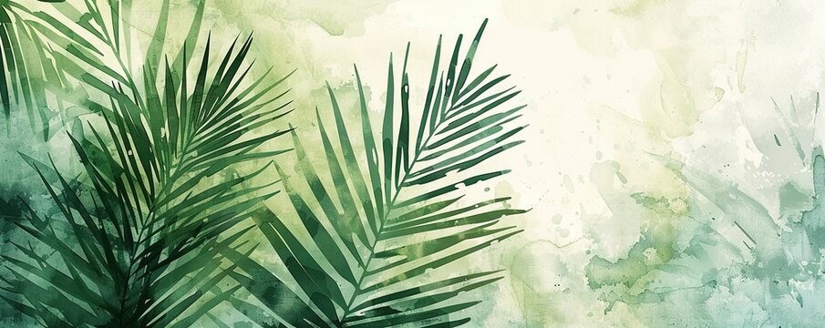 Palm sunday soncept illustration, Generative AI watercolor background