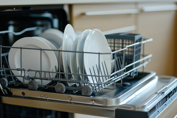 Dishes in the dishwasher bokeh style background