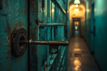 close up photo of prison cell door bokeh style background
