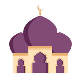 Mosque illustration on isolated background with flat style. Moslem praying building. Arabian mosque architecture illustration 