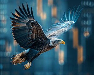 Obraz premium A business eagle soaring over the dynamic financial landscape