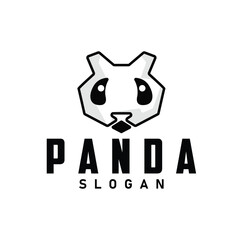 Cute and simple lazy black and white panda animal silhouette design template brand panda bear logo vector