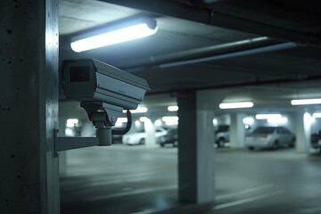 CCTV cameras in the parking lot bokeh style background