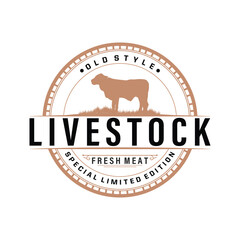 Cow Logo, Simple Cattle Farm Design, Livestock Silhouette, Vector Badge For Business Brand